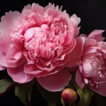 A beautiful variety of blooming peonies