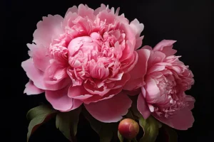 A beautiful variety of blooming peonies