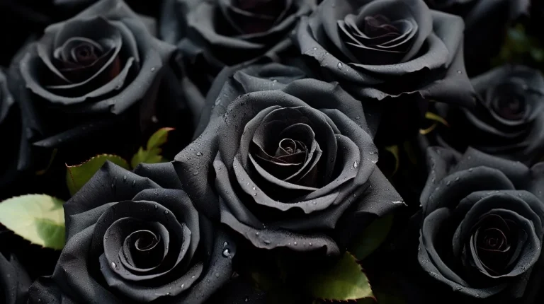 black rose flower blooming in a garden, black roses